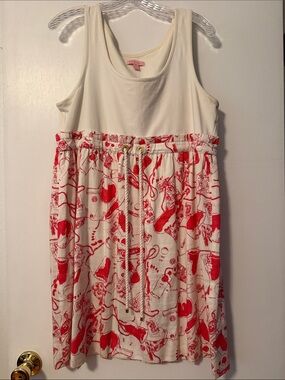 Lilly Pulitzer Spin the Bottle White Red Tank Dress Printed XL Summer Americana